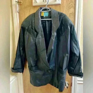 Vintage Global Identity G-III Embossed Leather Jacket Womens Medium Black 54163